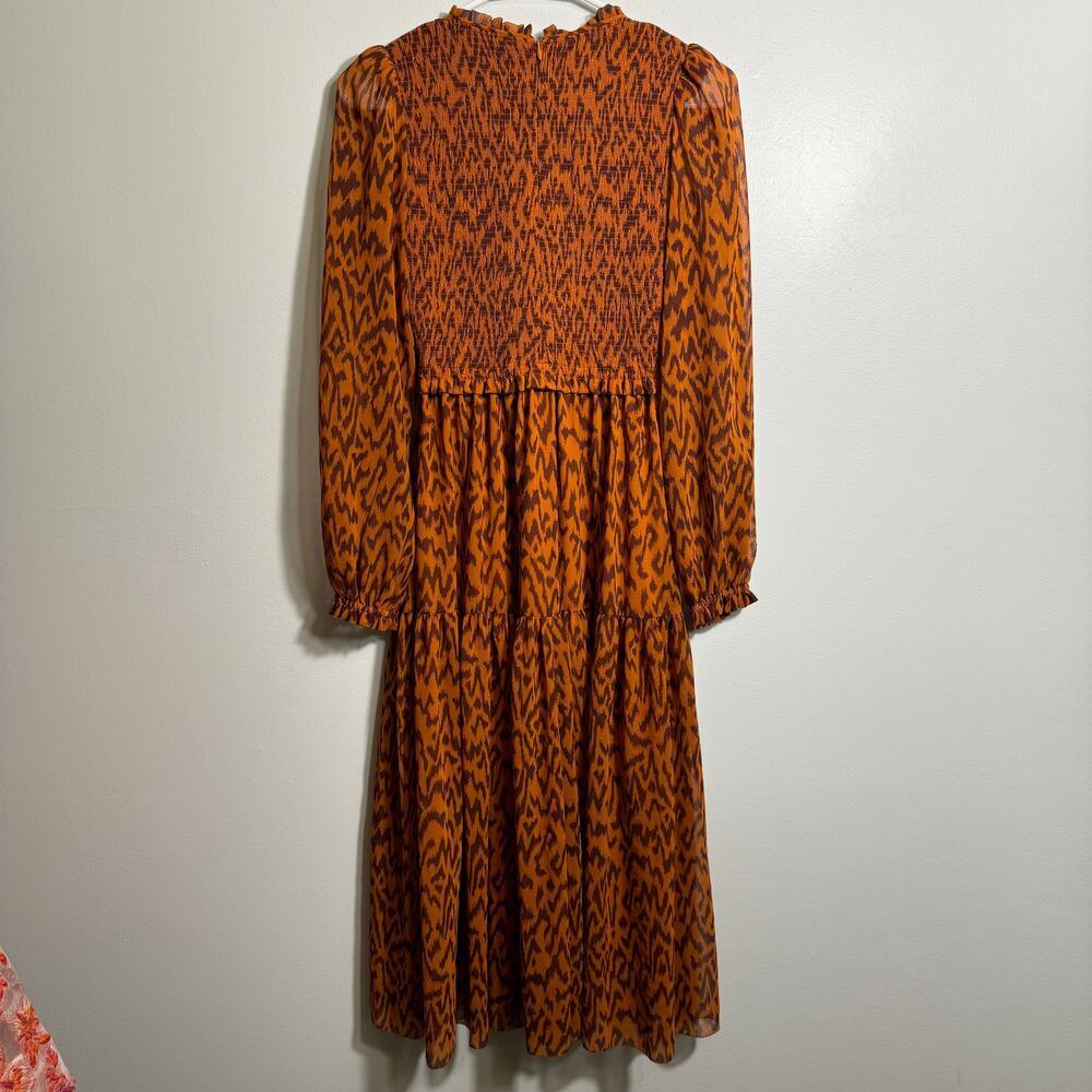 Aritzia Rust Patterned Midi Dress - Picture 4 of 9